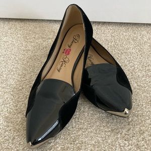 Black Patent & Suede Pointed-toe Flats